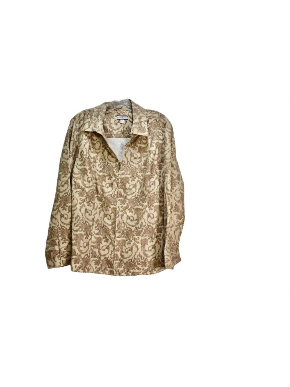 NWT Croft & Barrow Tapestry Beige and Tan Paisley Zip Front Ultra Soft Jacket XL